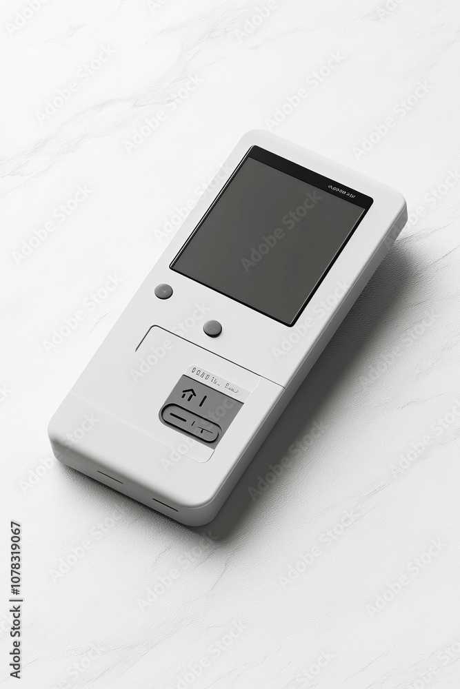 Poster white handheld device with a screen.
