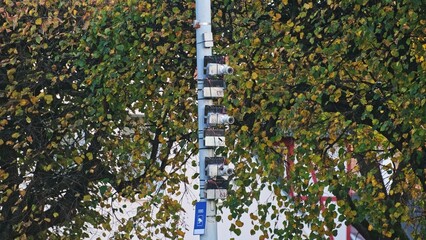Multiple Surveillance Cameras Used For Traffic Monitoring Measuring Road Congestion and Vehicle...