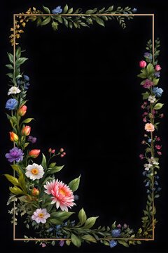 Design Vorlage Hintergrund Rahmen schwarz Bl&uuml;ten