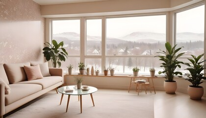 Fototapeta premium Scandinavian living room interior design zoom background,Doodle Galaxy patterned wallpaper graphics