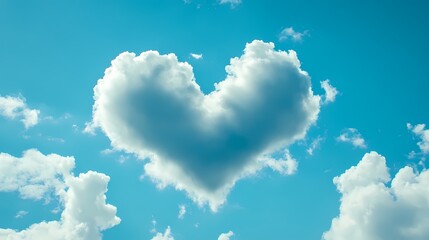 Digital technology blue sky heart cloud illustration poster background