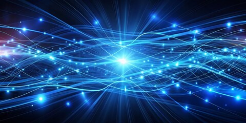 Abstract Digital Network Intertwined Blue Lines and Glowing Points