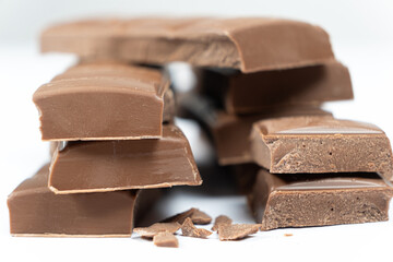 Natural Organic Vegan Lactose-Free Low Carb Gluten-Free Chocolate White Background.
