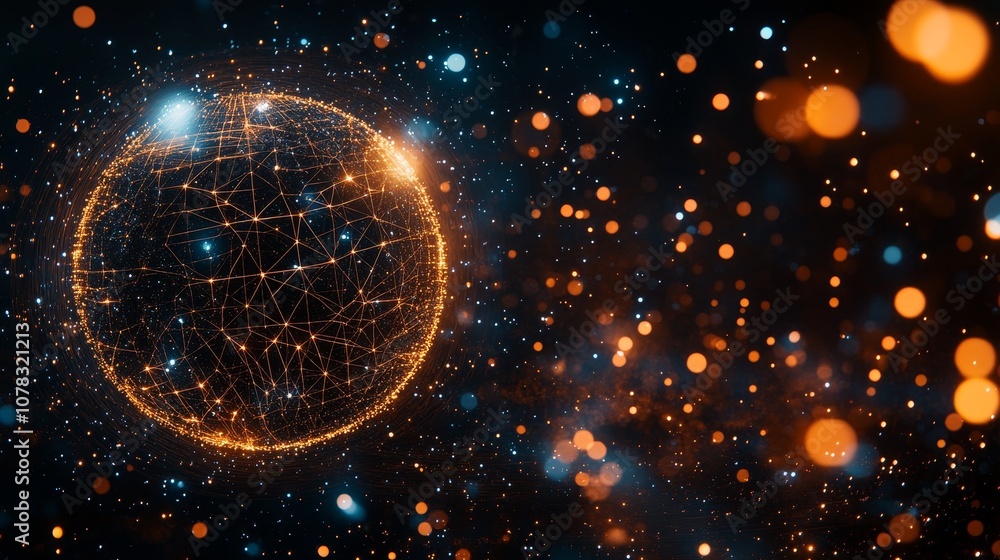 Aufkleber explore the intricacies of a digital network connecting a vibrant universe of data and ideas
