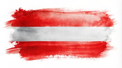 Austrian Flag Watercolor Abstract A bold, artistic depiction of the Austrian flag, rendered in watercolor with a loose, expressive style