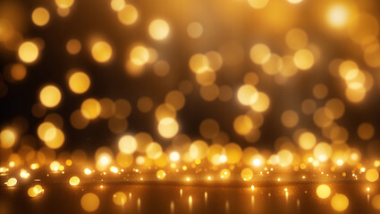 A golden background with many small, bright lights scattered around.