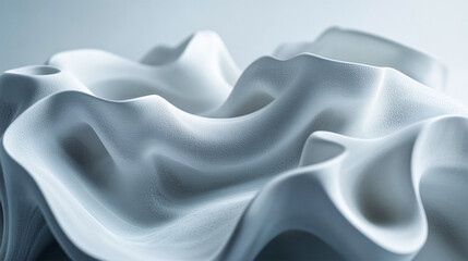 Obraz premium Abstract White wavy sculpted Horizontal background, wave of 3d white liquid flow of marble. Liquid flow texture. 