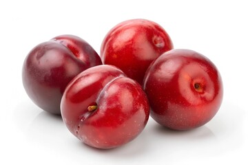Sweet red plums, isolated on white background