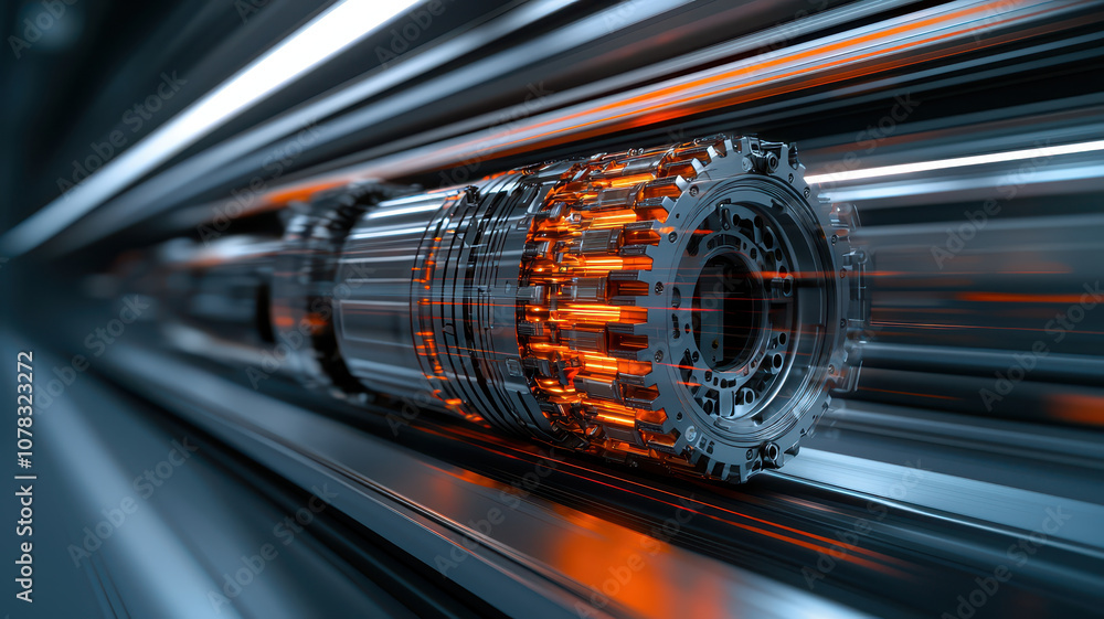Poster futuristic gearbox with intricate details and glowing elements, showcasing advanced technology and d