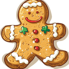 Simple flat 2D icon Christmas gingerbread man isolated on transparent background, vector, flat design, animation design, vector, flat design, animation design, simple flat 2D icon, clipart