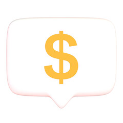 $の文字の吹き出し3Dアイコン(正面)