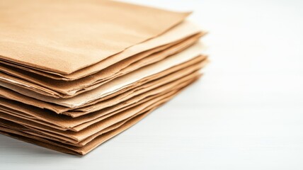 A stack of brown paper sheets, perfect for craft projects, packaging, or artistic endeavors.