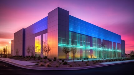 Modern Building with Sunset Reflection