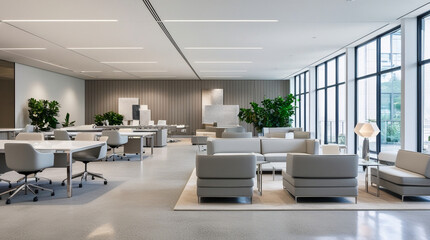 Modern office space with open plan,