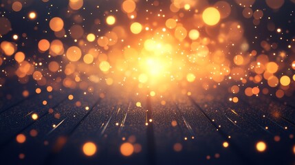 Obraz premium A blurry image of a wooden floor with a bright yellow light shining on it