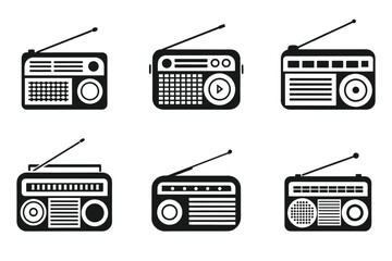 Radio icon set in creative vector art