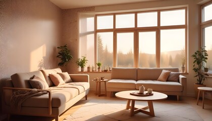 Fototapeta premium Scandinavian living room interior design zoom background,Doodle Galaxy patterned wallpaper graphics