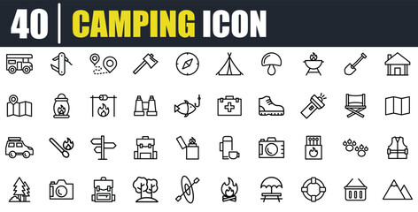 Camping Essentials: Icon Pack for Outdoor Adventures and Nature