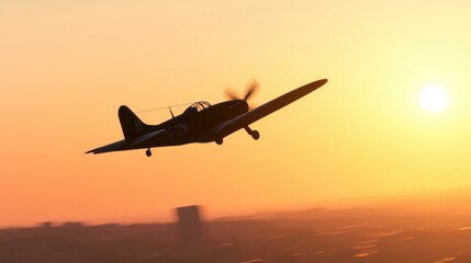 Sunset Flight Over Urban Skyline