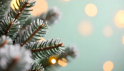 Festive Christmas Ornaments in Snow with Twinkling Lights