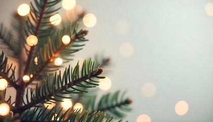 Festive Christmas Ornaments in Snow with Twinkling Lights