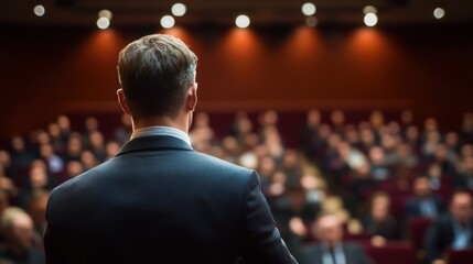 Speaker Delivering Engaging Speech in Auditorium