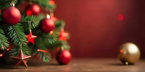 Elegant Christmas Tree with Gold Ornaments and Star on Top