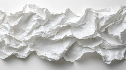 A crumpled white paper texture creating an abstract, organic form.