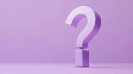A purple question mark on a purple background.