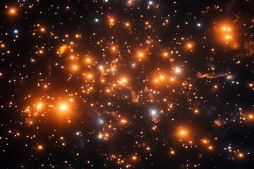 Fototapeta premium Glowing orange and yellow lights in space