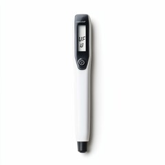 White digital pen with black display.