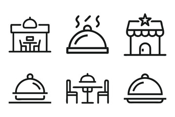 Restaurant icon set in line art vector