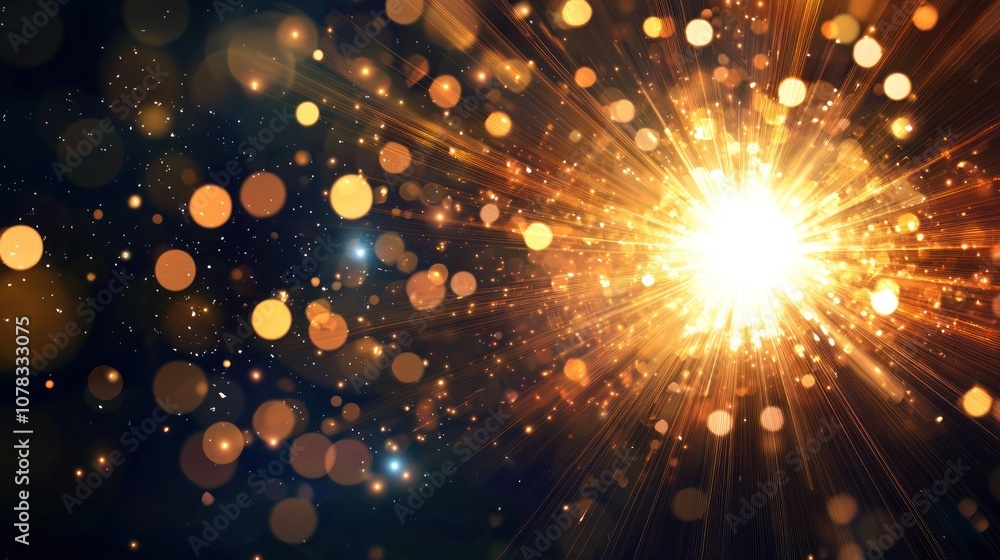 Poster radiant explosion of light and bokeh effects creating a stunning visual impact.
