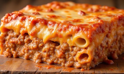 Delicious homemade beef lasagna slice
