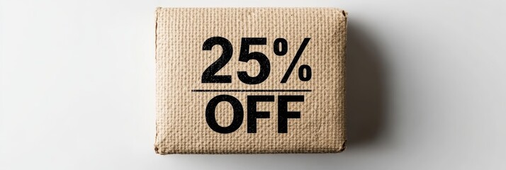 Beige Minimalistic Design On A Square Cardboard Box With 25 Off Text For Sales And Promos