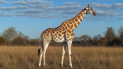 Fototapeta premium A giraffe in the savannah professional documentary photography