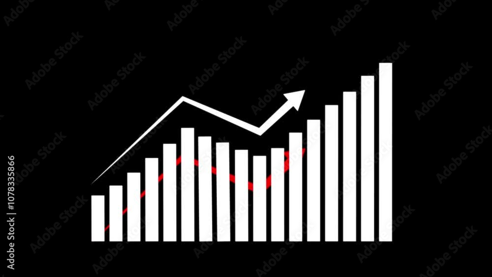 Poster business graph chart with growing business concept abstract business growth and graph chart icon ani