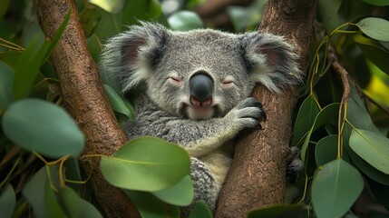 Obraz premium Koala sleeps in its habitat professional documentary photography