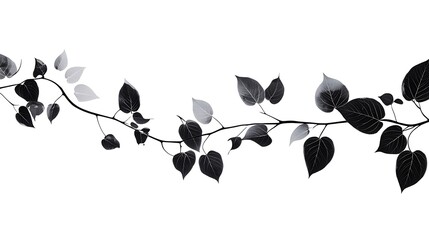 Silhouette of Tree Branches with Leaves