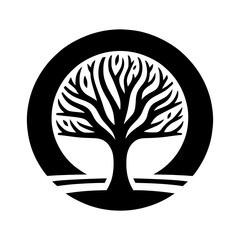 Tree silhouette vector with white background 