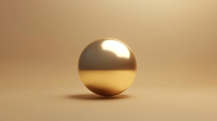 A shiny gold sphere on a beige background.