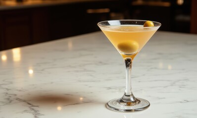 Elegant martini with green olives