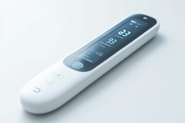 White digital device with a display.