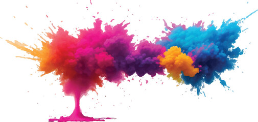 Bright colorful watercolor splash splatter stain brush strokes on white background. Modern vibrant aquarelle spot. Aquarelle explosion on white. Element. Vector watercolor illustration isolated design