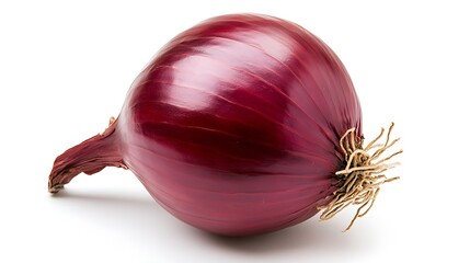 A single red onion on a white background