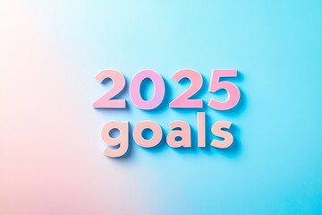 Inspirational 2025 Goals in a Tranquil Blue and Pink Gradient for Focused Reflection