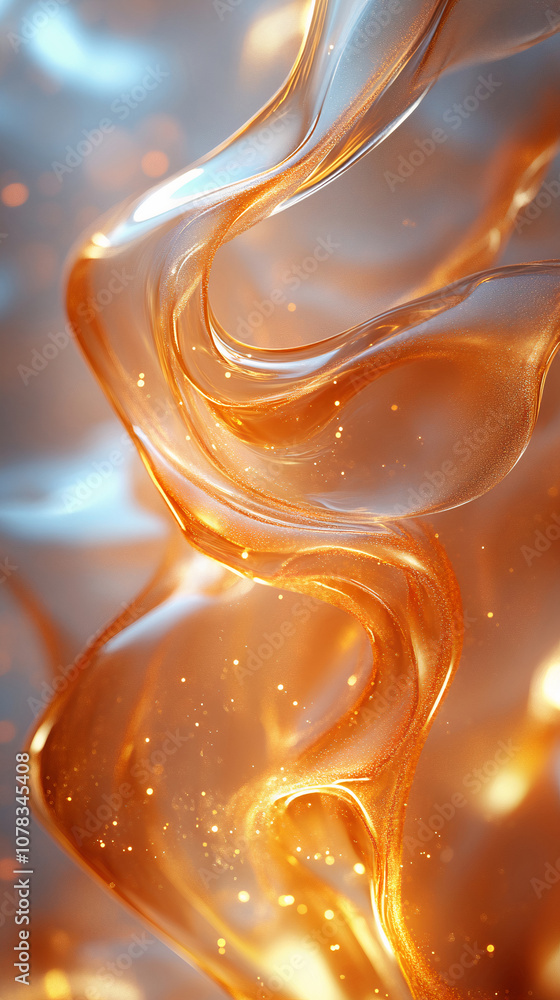 Poster abstract illustration of a flowing wave with smooth organic curves and gradients conveying depth and