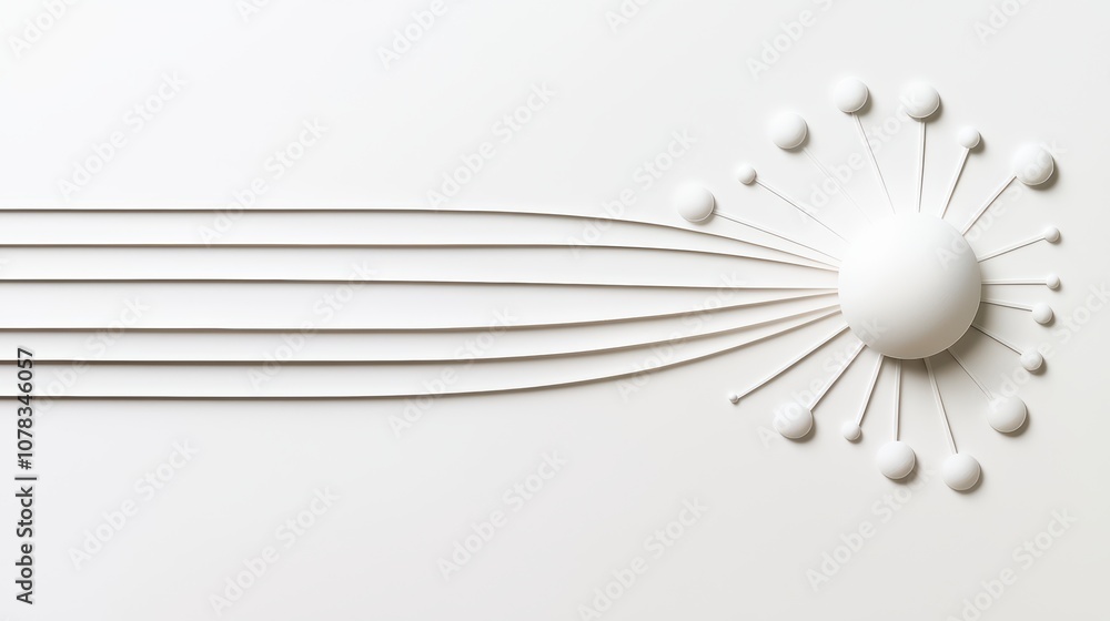 Poster abstract design featuring lines and circles in a modern style with a clean white background.