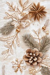 Festive Christmas Embroidery with Trees, Snowflakes, and Holiday Decorations