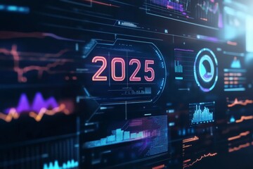 Future Insights: A Modern Digital Interface Showcasing 2025 with Data Analytics and Precision